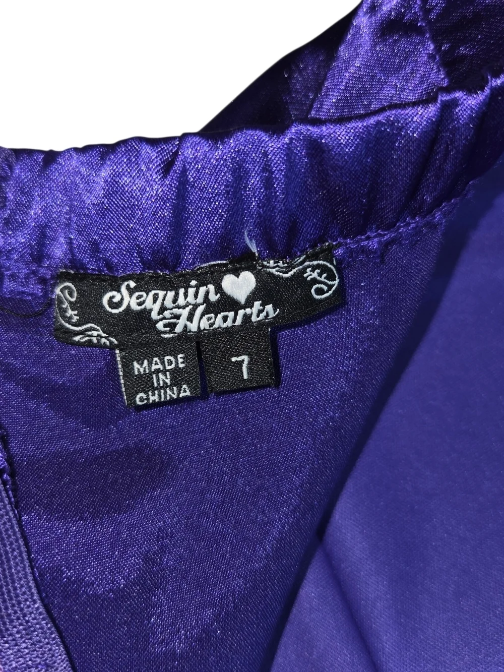 Sequin Hearts Purple Bejeweled Waist Layered Chiffon Prom Dress